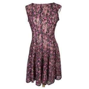 NWT‎ Danny and Nicole Floral Lace Fit Flare Dress Pink Black Women's Size 6